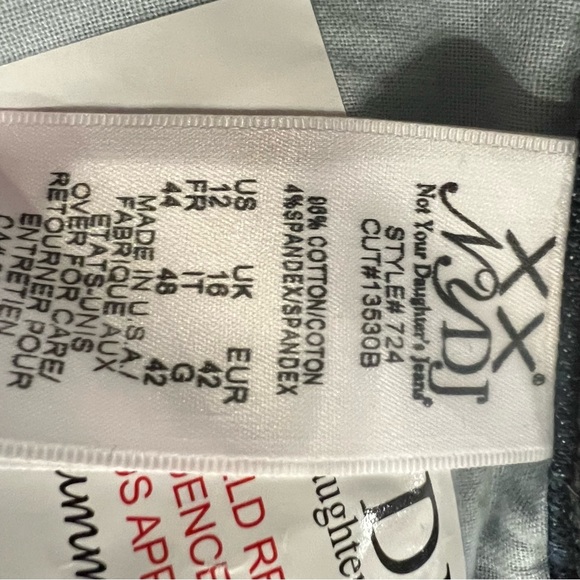 NWT NYDJ Sz 12 Lift Tuck Studded Embroidered High Rise Boot cut Dark Wash - Picture 12 of 15